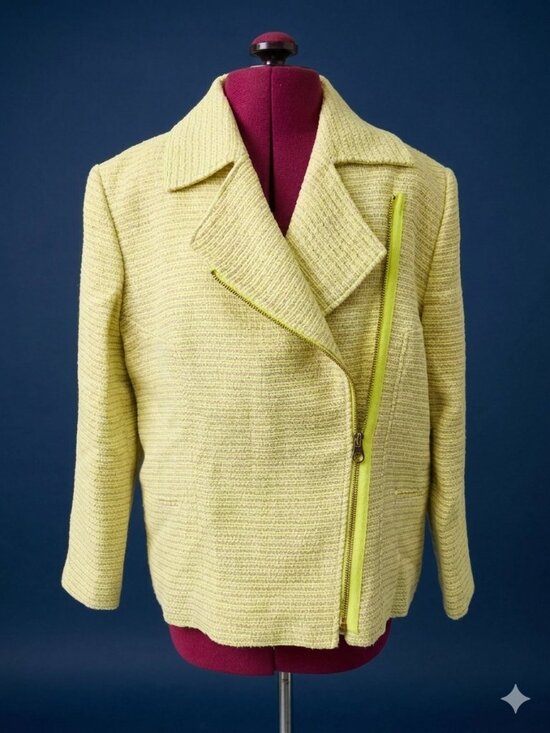 Ted Baker London Jackets & Blazers - NWT Ted Baker London Bouclé Moto Blazer Chartreuse and Gold Size 3 (US 6-8)